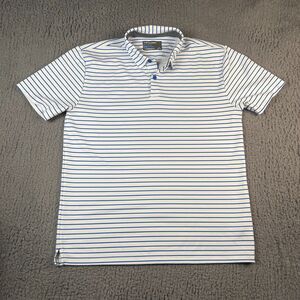 Twillory Polo Shirt Mens Large Blue White Striped Athleisure Performance Golf